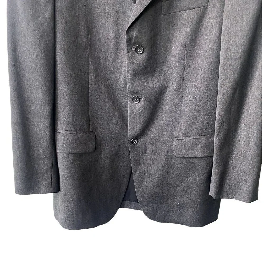 Banana Republic‎ Mens 42R 100% Wool Three Button Gray Sport Coat Jacket